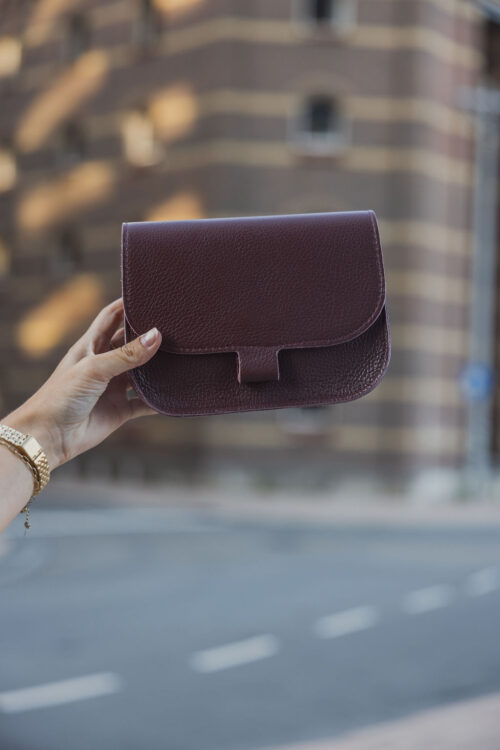 Loesjes flora tasje leer burgundy