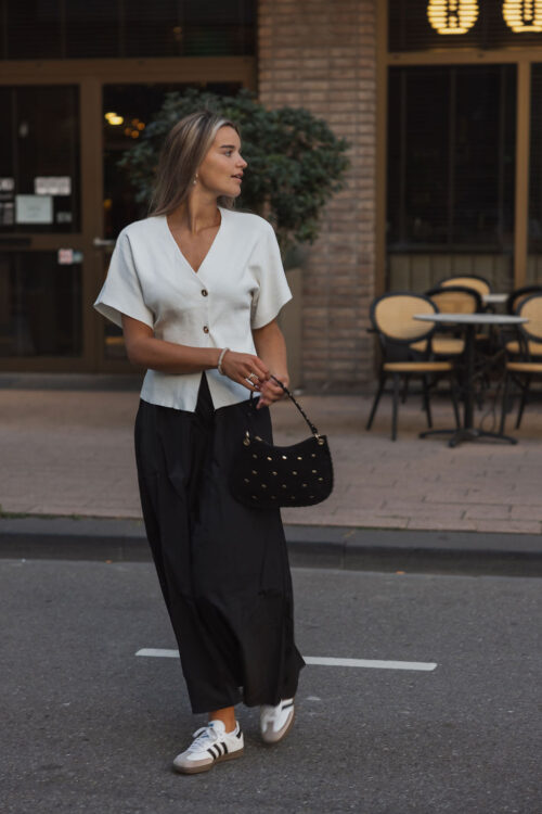 Loesjes midi katoenen rok zwart