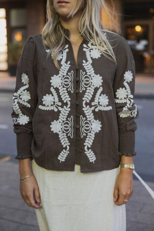 Loesjes boho blouse donkerbruin