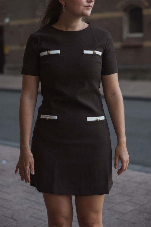 Loesjes tweed jurkje donkerbruin