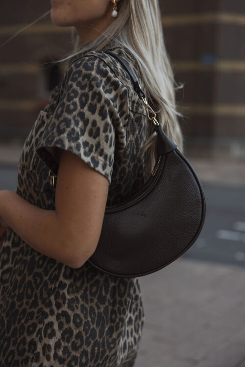 Loesjes kyra schoudertas leer donkerbruin