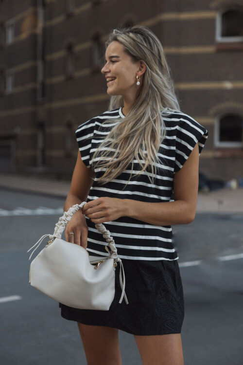 Loesjes stripe tee zwart/wit