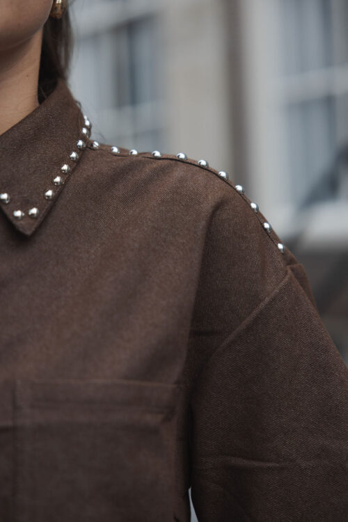 Loesjes rokje met studs bruin
