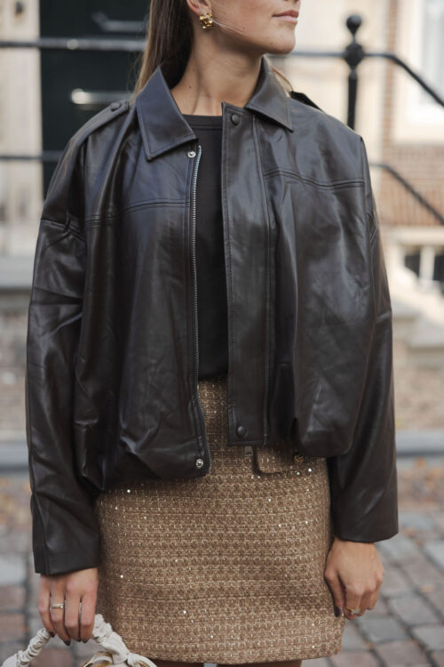 Loesjes leren jasje donkerbruin