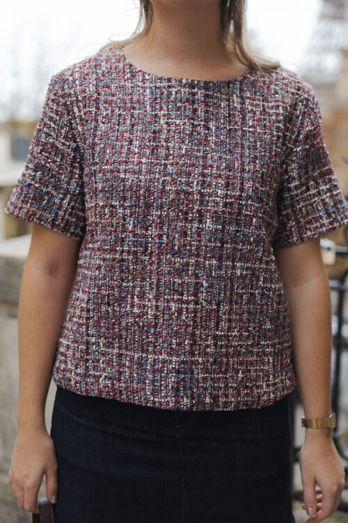 Loesjes tweed top burgundy