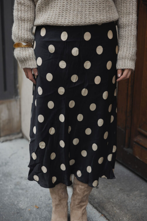 Loesjes stippen satijnen rok zwart beige