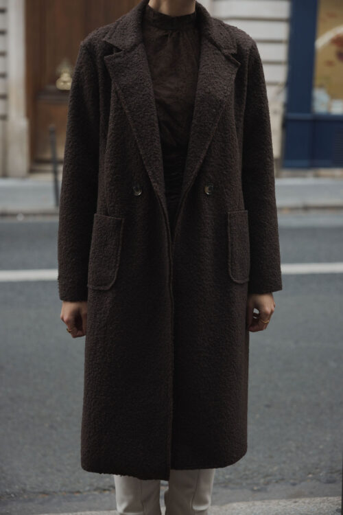 Loesjes teddy mantel donkerbruin