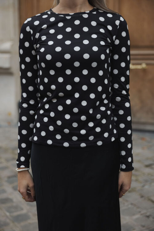 Loesjes stippen top zwart