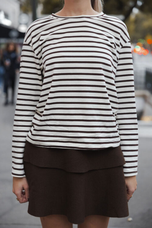 Loesjes stripe long sleeve bruin