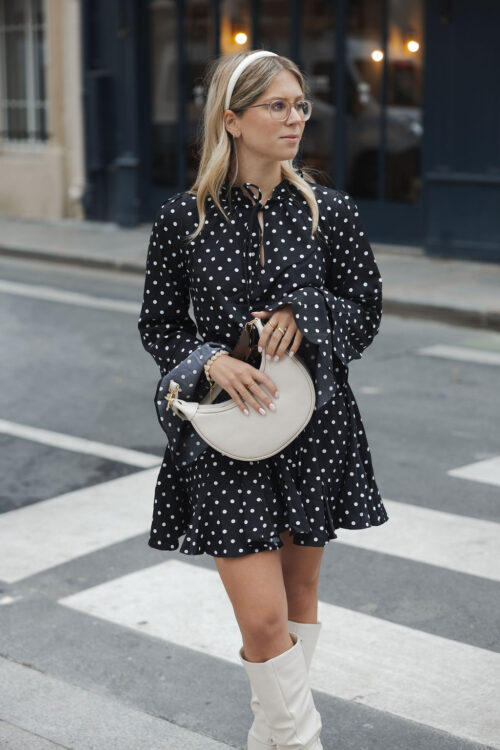 Loesjes dots jurkje zwart wit