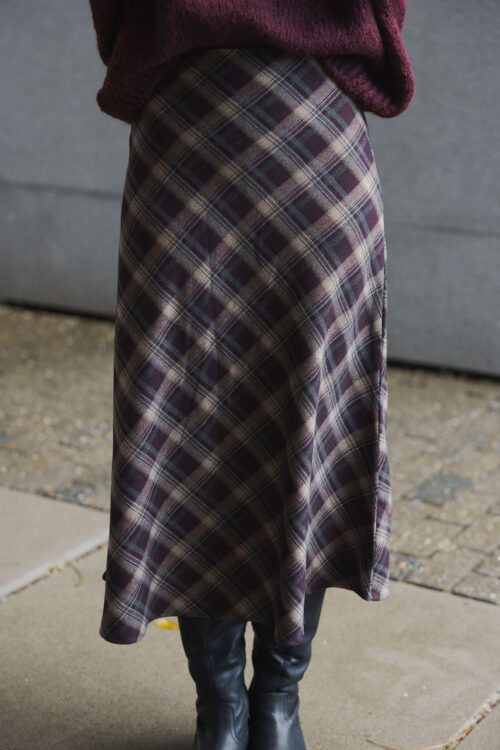 Loesjes ruit midi rok burgundy