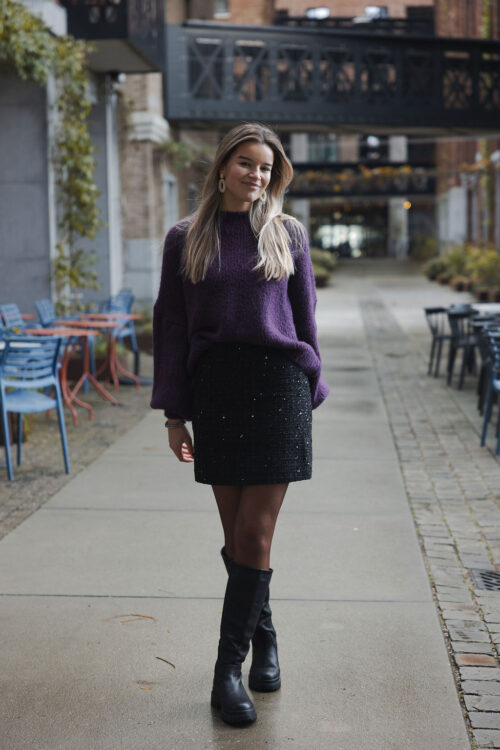 Loesjes tweed rokje met glitters zwart