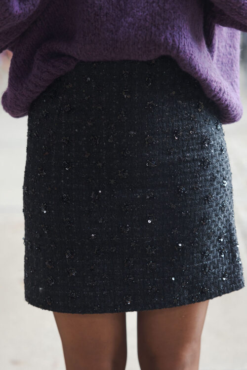 Loesjes tweed rokje met glitters zwart