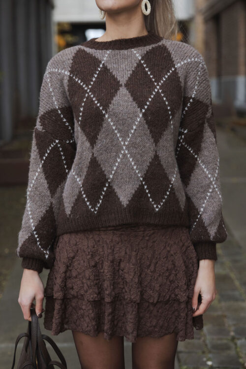 Loesjes musthave trui ruit bruin