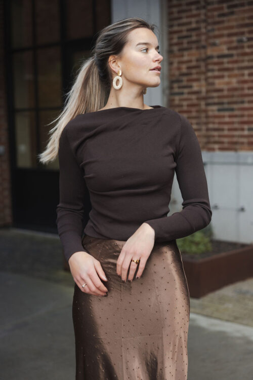 Loesjes wrap top donkerbruin