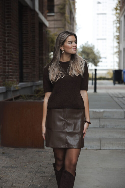 Loesjes azzurro leren rokje bruin