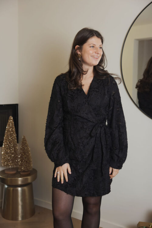 Loesjes veren jurkje zwart