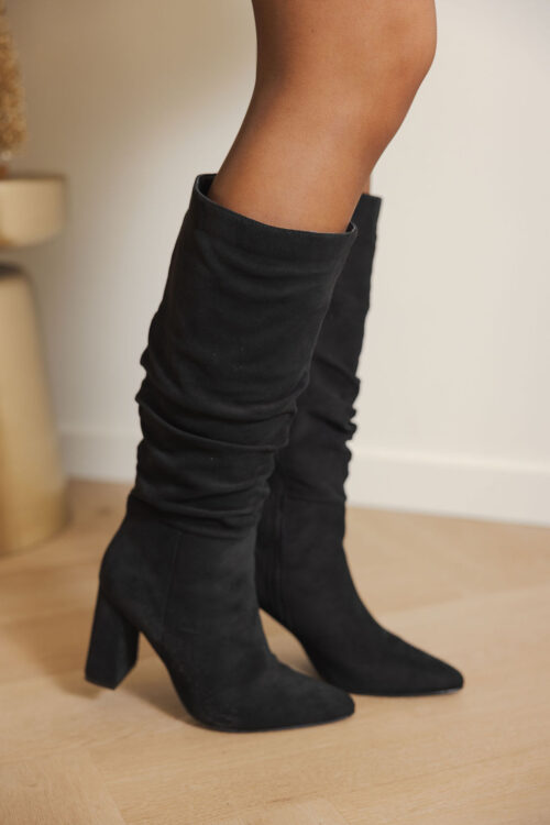 Loesjes suède laarzen met hak zwart