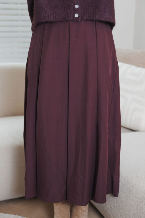 Loesjes midi katoenen rok aubergine