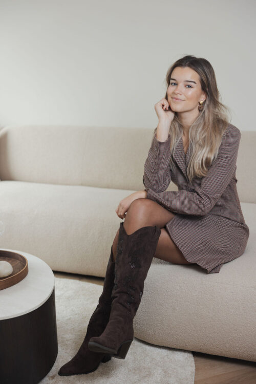 Loesjes ruit blazer jurk burgundy