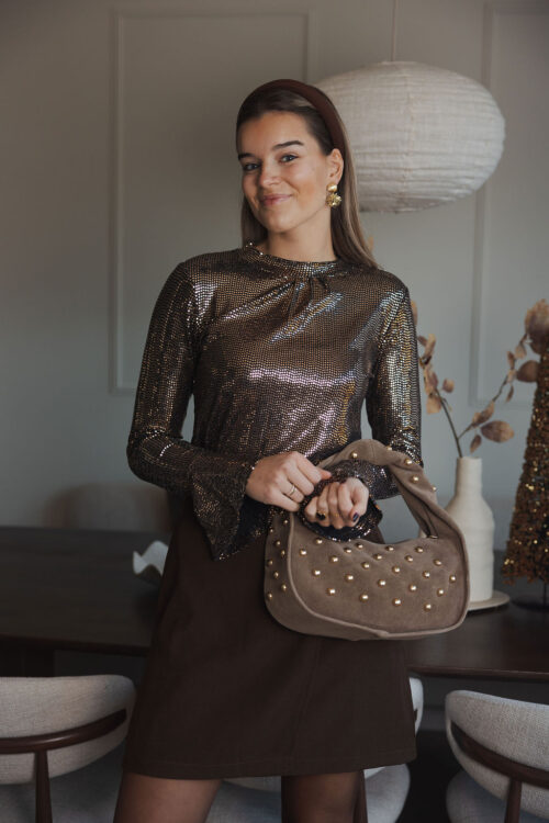 Loesjes flare mouw top goud