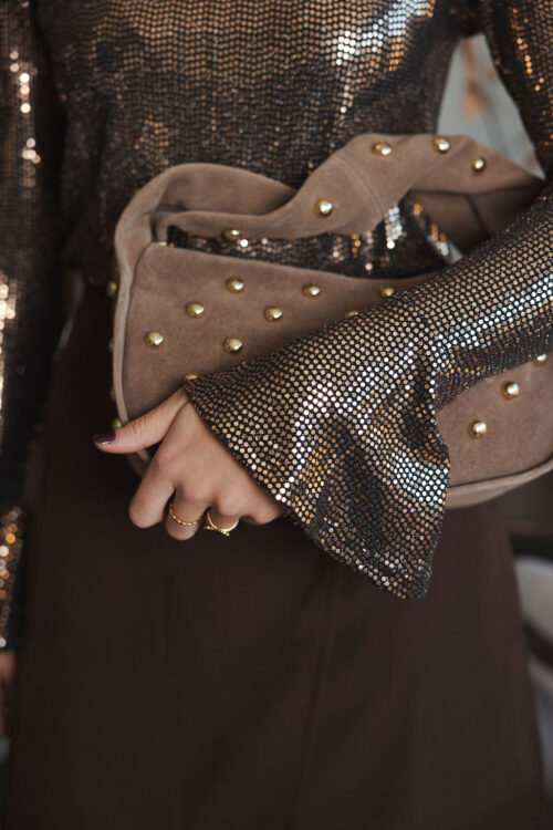 Loesjes flare mouw top goud