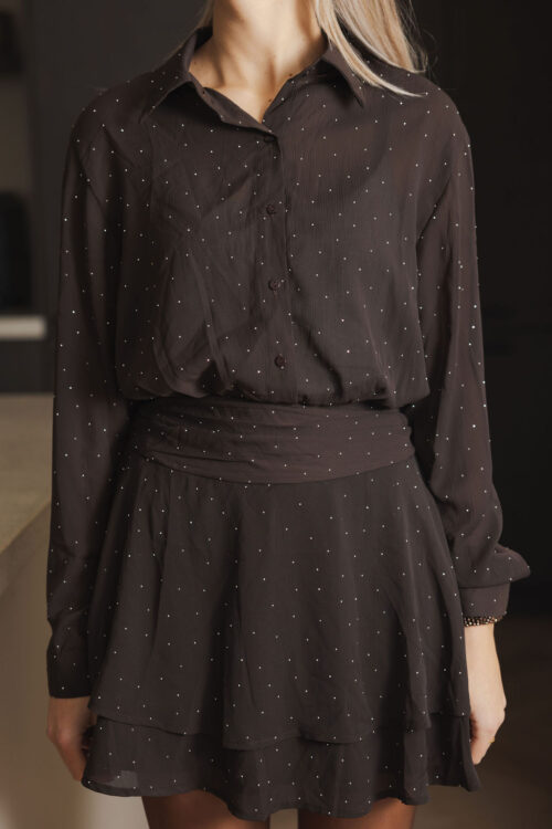 Loesjes sparkle jurkje donkerbruin