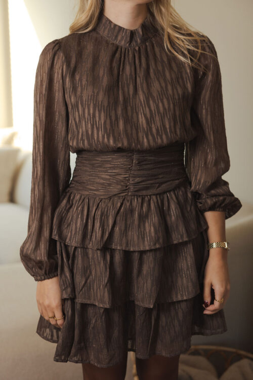 Loesjes sparkling jurkje lichtbruin