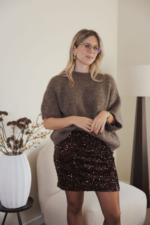 Loesjes lurex truitje taupe