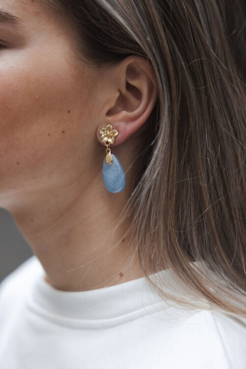 Loesjes oorbellen drop blauw