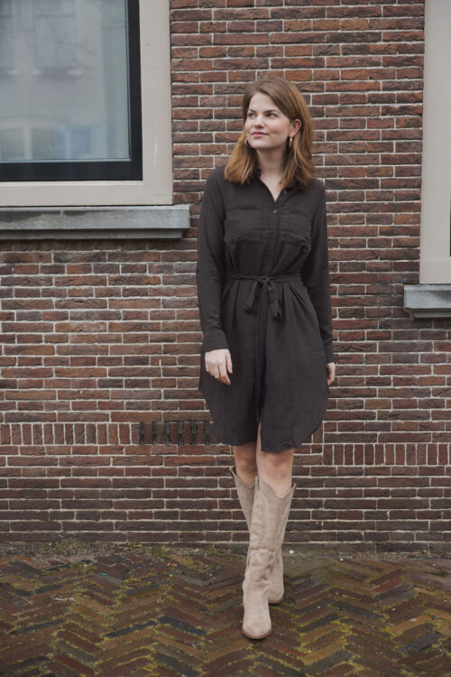 Loesjes blouse jurkje donkerbruin