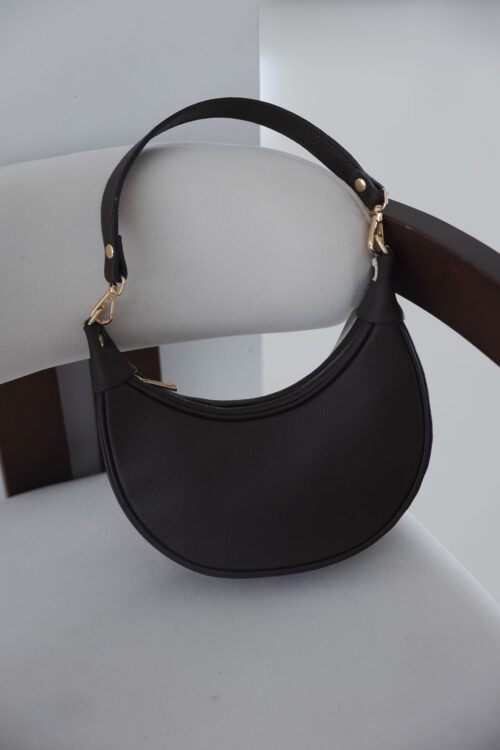 Loesjes kyra schoudertas leer donkerbruin