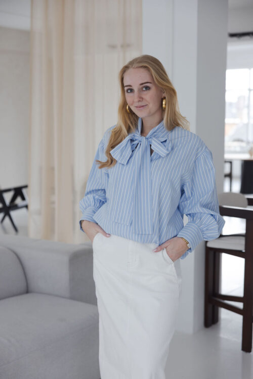 Loesjes blouse met strik streep