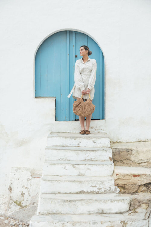 Loesjes zomer jurkje met streep beige