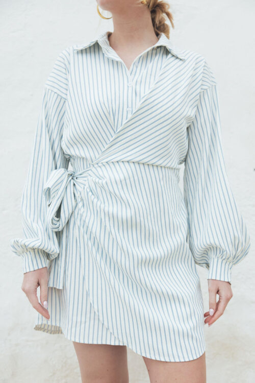 Loesjes zomer jurkje met streep lichtblauw