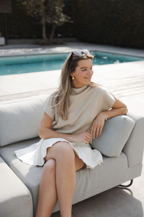 Loesjes gedrapeerde top beige