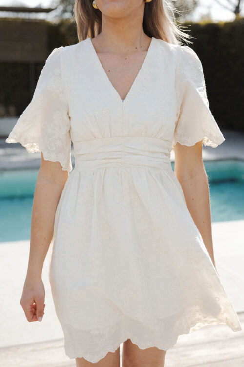 Loesjes embroidery jurkje beige