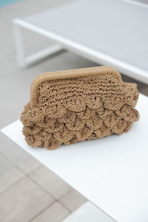 Loesjes rieten clutch camel