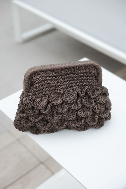 Loesjes rieten clutch donkerbruin