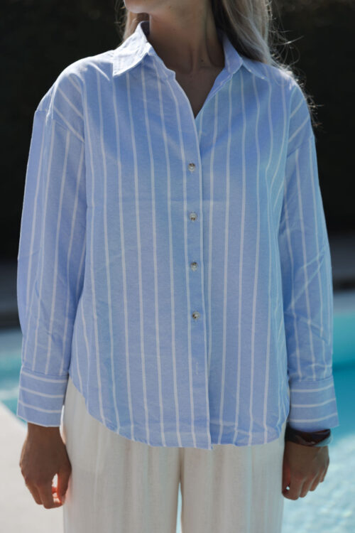 Loesjes oversized blouse streep lichtblauw