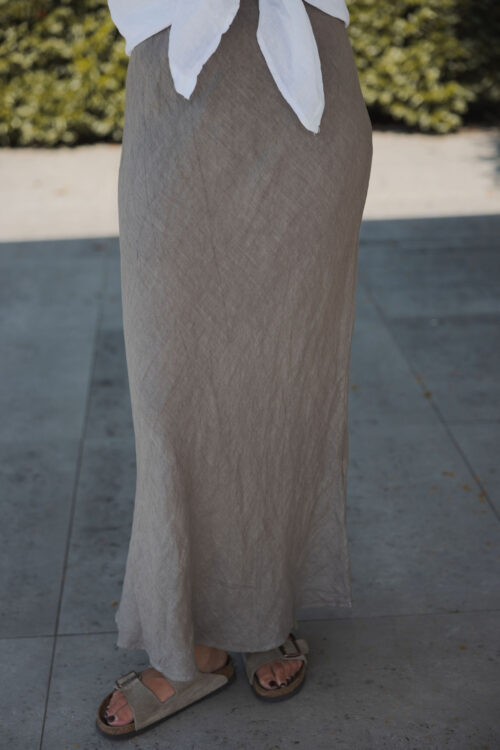 Loesjes maxi linnen rok taupe