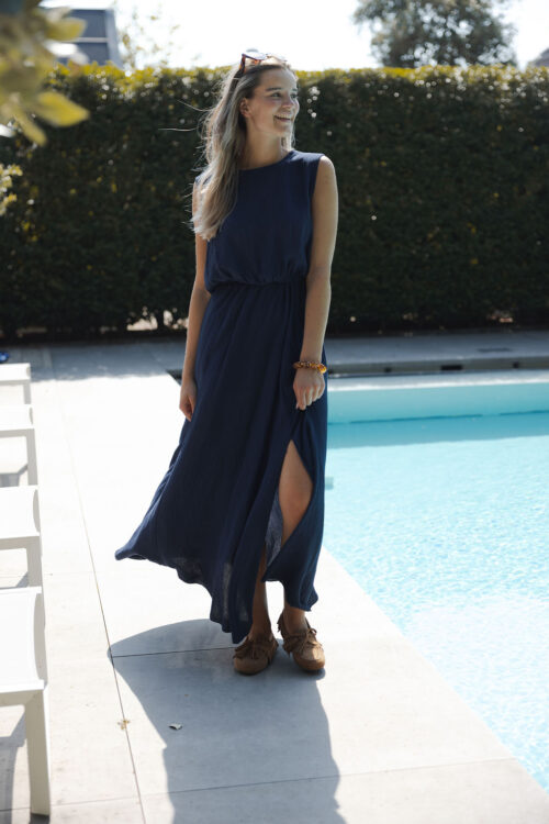 Loesjes crinckle set lurex navy
