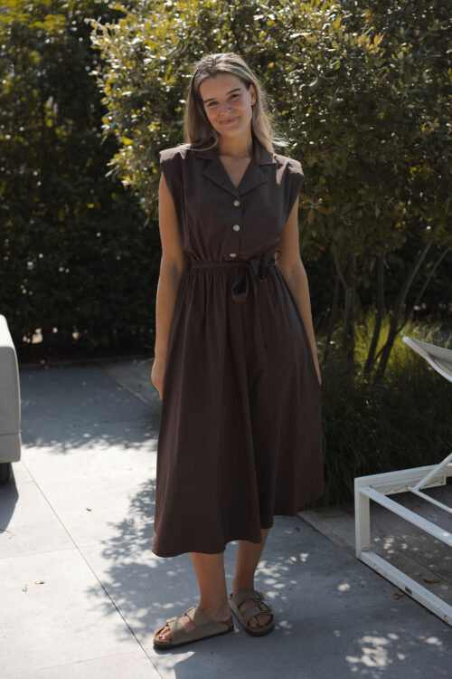 Loesjes midi jurk bruin