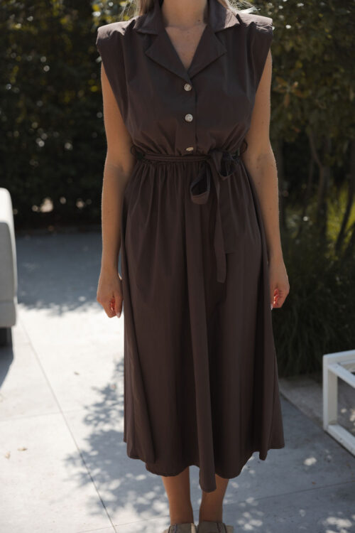 Loesjes midi jurk bruin