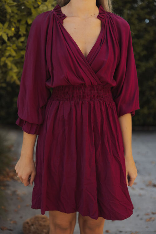 Loesjes basic jurkje burgundy
