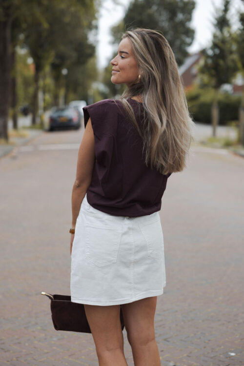 Loesjes mouwloze top met schoudervulling burgundy