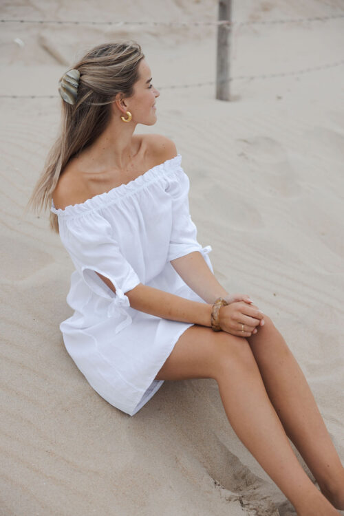 Loesjes off shoulder jurkje wit