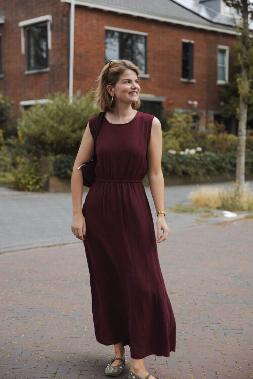 Loesjes crinckle set lurex bordeaux