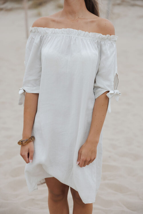 Loesjes off shoulder jurkje beige