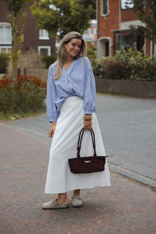 Loesjes oversized streep blouse donkerblauw